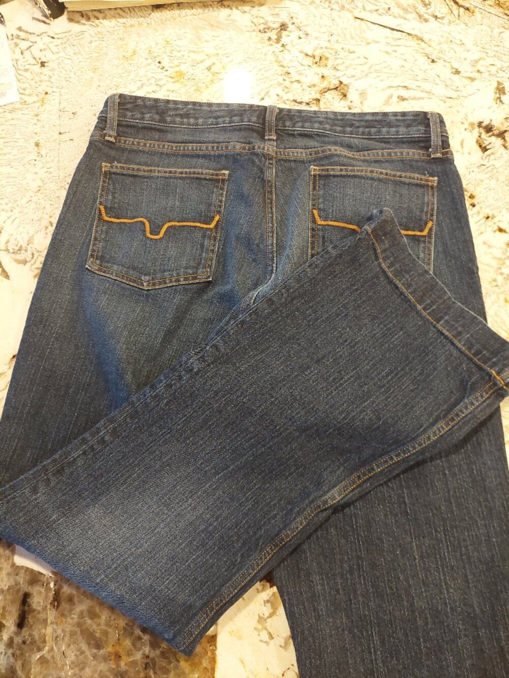 Kimes Ranch Dark Blue Bootcut Jeans with Contrast Stitching